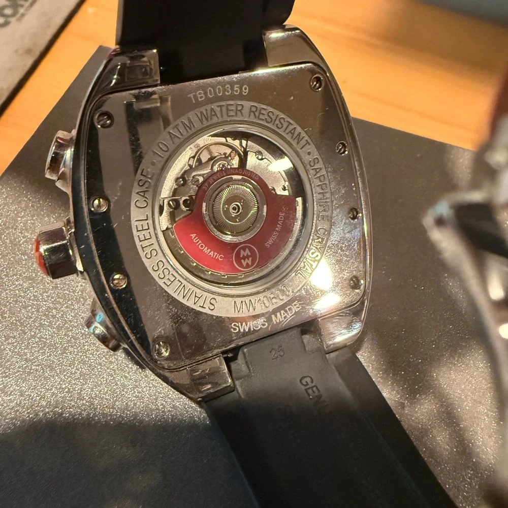 Michele White Dial Automatic Chronograph with Red Accents